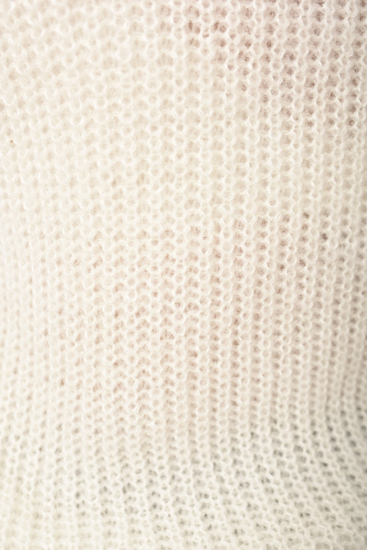 Close-up of the Buttons Long Sleeves Chunky Knit Top, highlighting its chunky knit texture and button details, perfect for cozy, stylish layering.