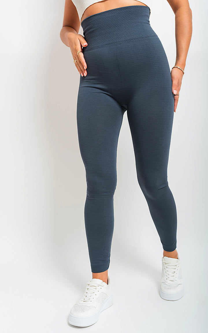 High Waist Tummy Compression Slimming Leggings - Big Size, worn with white sneakers, showcasing a flattering fit ideal for workouts and casual wear.