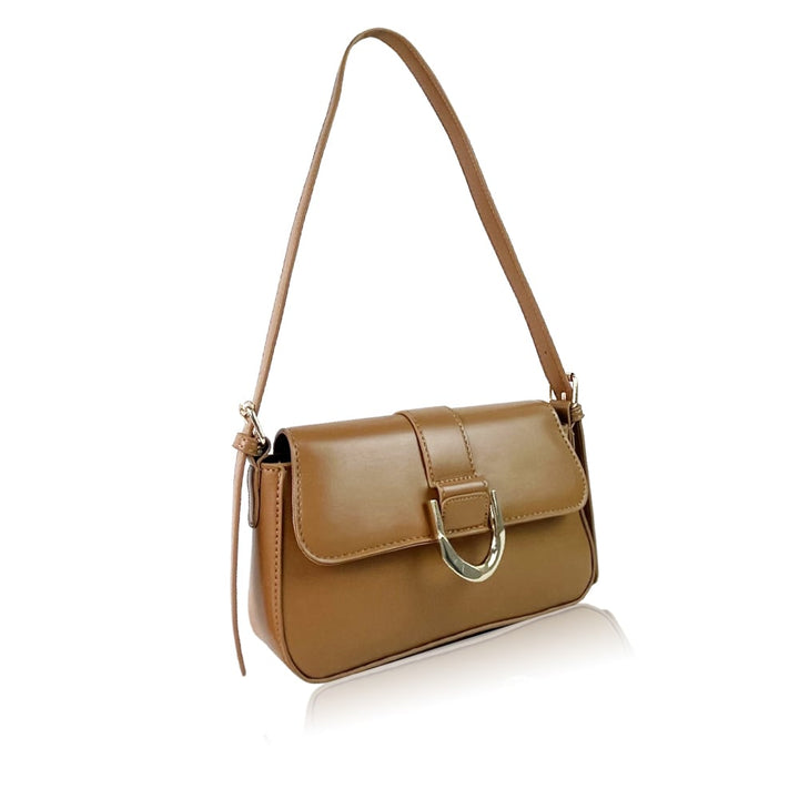 Amanda Shoulder Bag with silver buckle, featuring spacious interior and sophisticated hardware, ideal for transitioning from office to evening. Perfect for stylish UK shoppers.